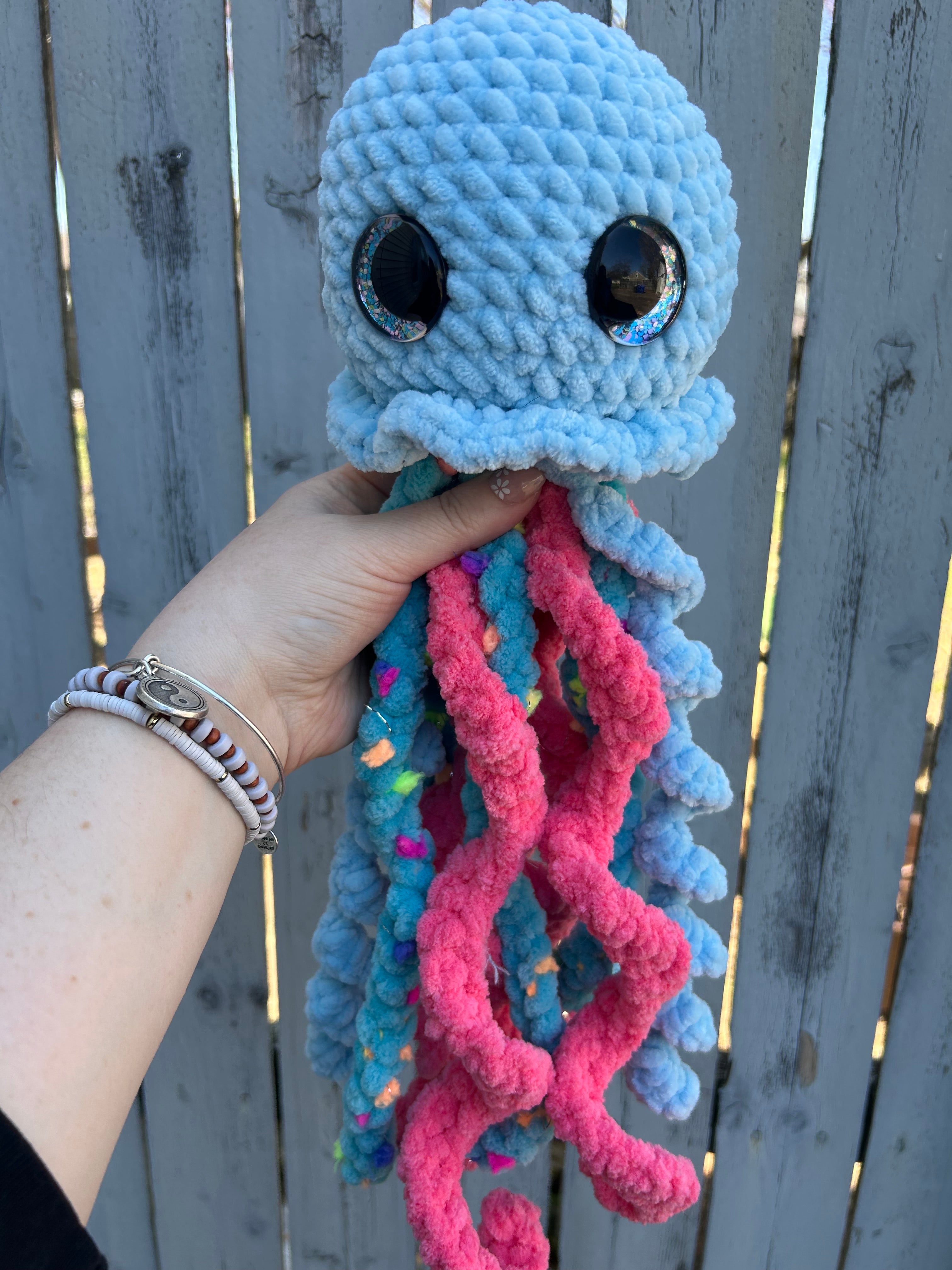 Ready to Ship Hand Crocheted Blue Jellyfish in two color combinations
