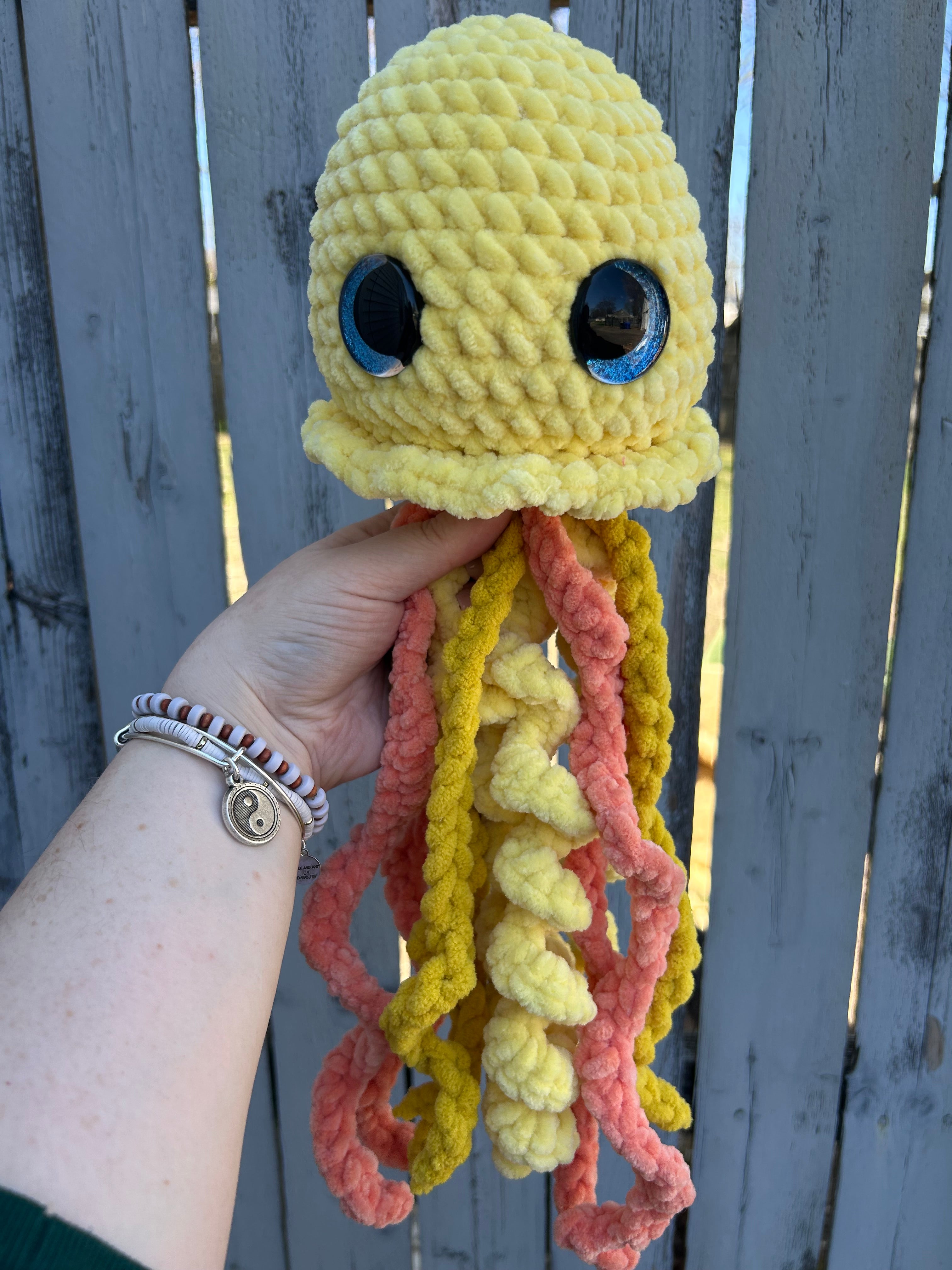 Ready to ship Hand Crocheted Yellow Jellyfish