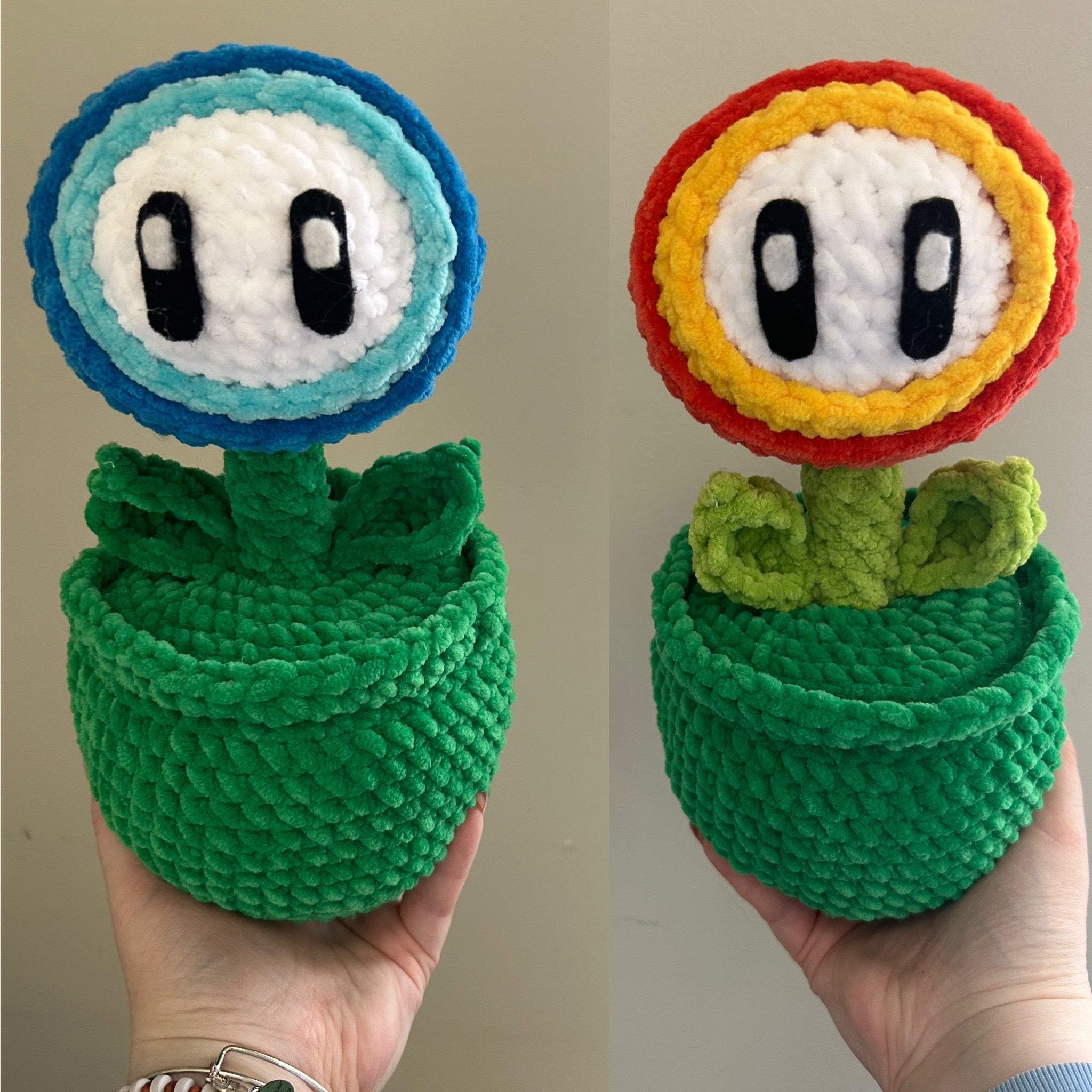 Hand crocheted Fire and Ice Flowers